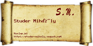 Studer Mihály névjegykártya